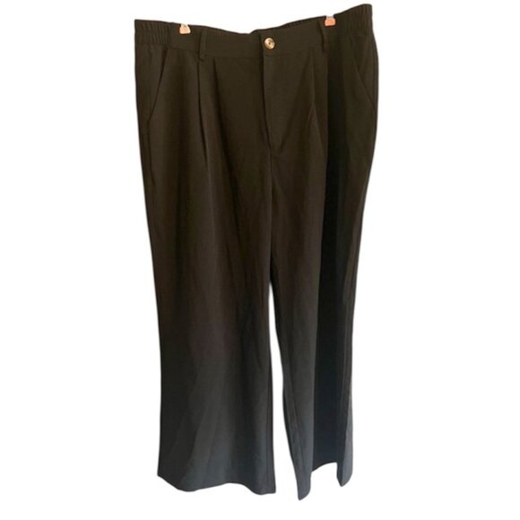 Black Wide Leg Pants Lightweight 18 3X Unlined Plus Size - Picture 2 of 8